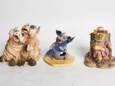(3) Vintage Pig Table Decors