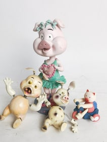 (4) Vintage Pig Table Decors