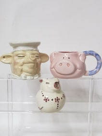 Group of Porcelain Pig Cups/Creamer