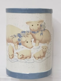 Vintage Porcelain Pigs Jar