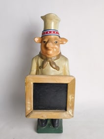 Vintage Pig Chef Figure with Chalkboard