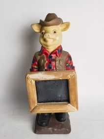 Vintage Pig Chef Figure with Chalkboard