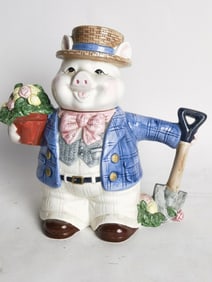Vintage OCI Porcelain Gentleman Spring Pig Teapot