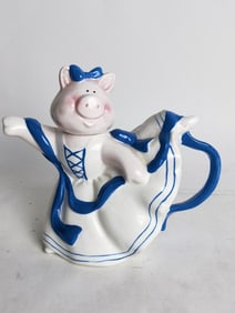 Vintage Dancing Pig Porcelain Teapot