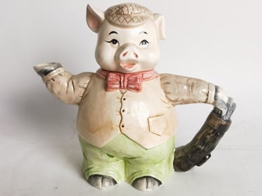 Vintage Gentleman Pig Porcelain Teapot