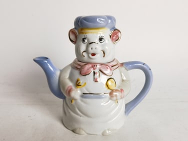 Vintage Lady Chef Pig Porcelain Teapot