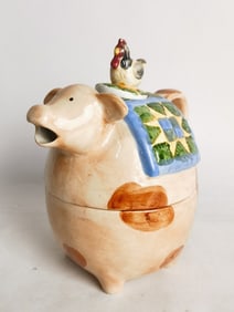 Vintage Pig Porcelain Teapot and Cup Set