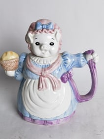 Vintage Lady Pig Porcelain Teapot