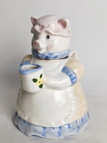 Vintage Lady Pig Porcelain Teapot