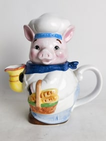Vintage Chef Pig Porcelain Teapot