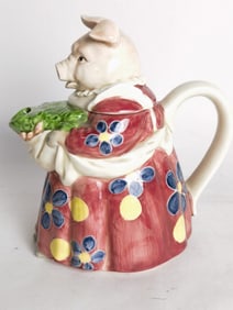 Vintage Lady Pig Porcelain Teapot