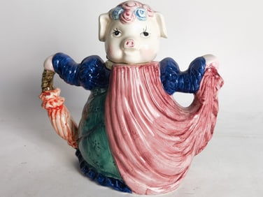 Vintage Lady Pig Porcelain Teapot