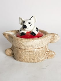 Vintage Burlap Sack Pig Porcelain Teapot