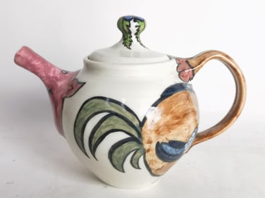 Vintage Hand Painted Pig and Chicken Teapot