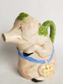 Vintage Italian Monk Pig Porcelain Pitcher