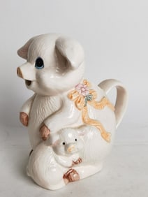 Vintage Baby Pig and Mama Pig Porcelain Pitcher