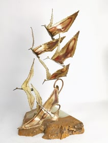 Vintage MCM Brass Bird Sculpture