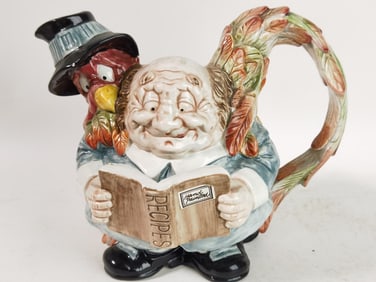 1990 Vintage Fitz & Floyd Porcelain Thanksgiving Watch Pitcher