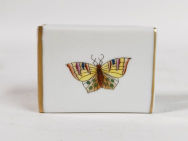 Herend Hungary Porcelain Gilt Rim Match Box