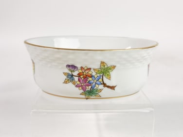 Herend Hungary Porcelain Gilt Rim Oval Bowl