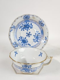 Herend Hungary Porcelain Blue Floral Cup Set