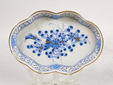 Herend Hungary Porcelain Blue Floral Dish