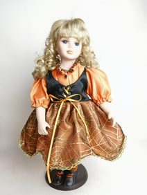 Vintage Fall Dress Porcelain Doll