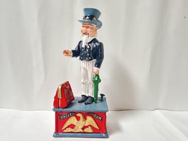Cast Iron Uncle Sam Mechanical Bank