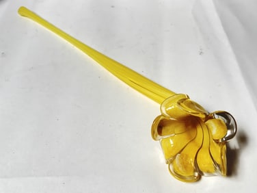 Vintage Murano Italy Yellow Art Glass Flower