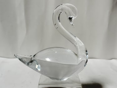 Vintage Sweden Clear Crystal Swan