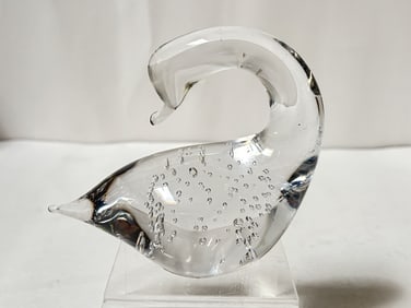 Vintage Clear Bubble Glass Duck