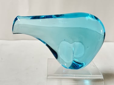 Vintage Murano Italy Blue Art Glass Abstract Polar Bear
