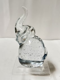 Vintage Clear Bubble Glass Elephant