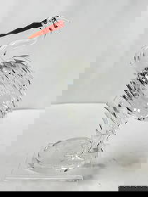 Vintage Faceted Art Glass Heron: Vintage Faceted Art Glass Heron, 6.25in