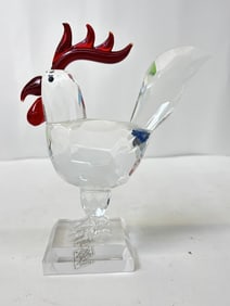 Vintage Faceted Art Glass Rooster
