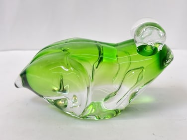 Vintage Green Art Glass Frog