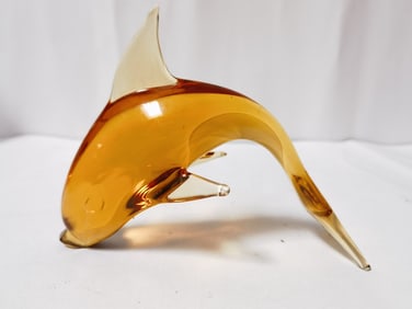 Vintage Orange Glass Dolphin