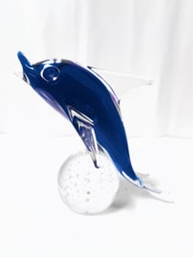 Vintage Blue Art Glass Dolphin