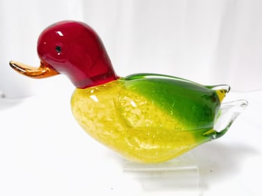 Vintage Multicolor Art Glass Duck