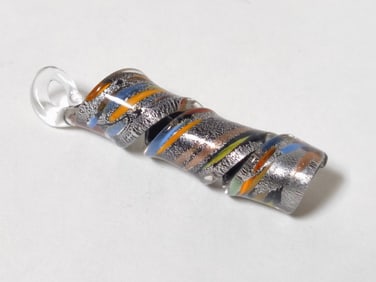 Murano Italy Glitter Art Glass Twist Pendant