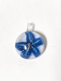 Murano Italy Glitter Art Glass Round Flower Pendant
