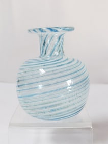 Vintage Murano Italy Sky Blue/White Swirl Art Glass Vase