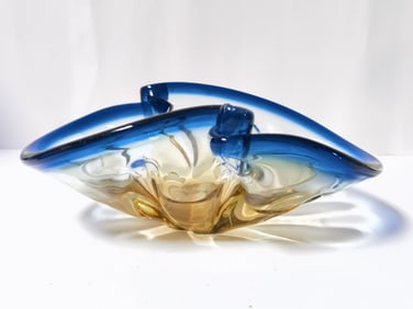 Vintage Murano Italy Amber Art Glass Bowl