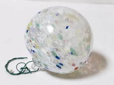 Vintage White Splatter Art Glass Ornament