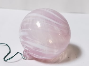 Vintage Pink Swirl Art Glass Ornament