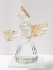 Vintage Murano Italy Glitter Clear Glass Angel