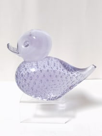 Vintage Murano Italy Purple Controlled Bubble Duck