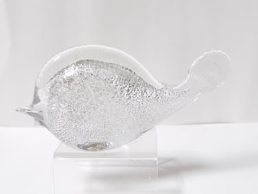 Vintage Murano Italy Glitter Clear Glass Fish
