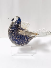 Vintage Murano Italy Glitter Cobalt Blue Glass Fish
