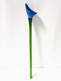 Vintage Murano Italy Blue Art Glass Flower